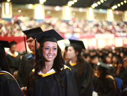 An Honors student at Commencement.